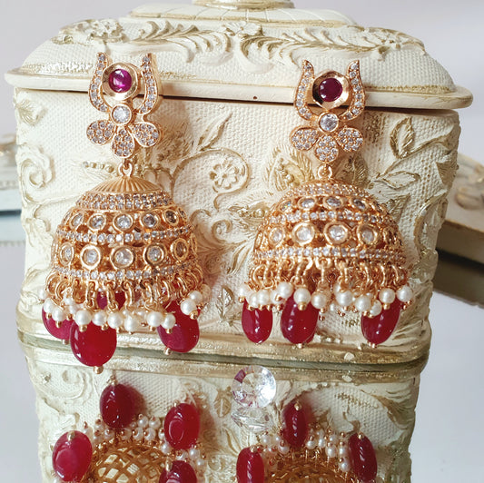 Red Kundan Jumkhis