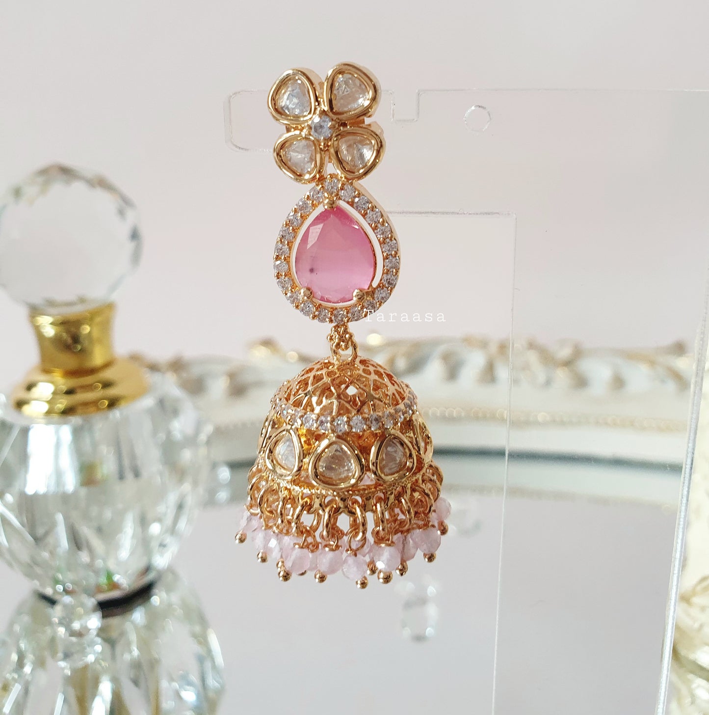 Petal Pink Kundan Jumkhis