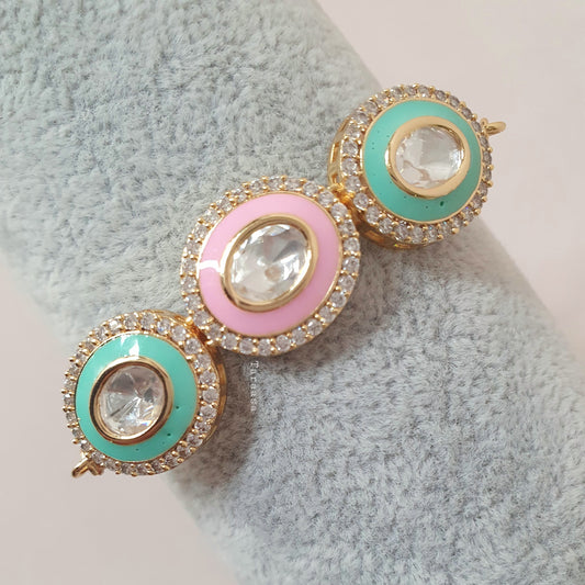 Pink & Turquoise Meenakari Kundan Bracelet