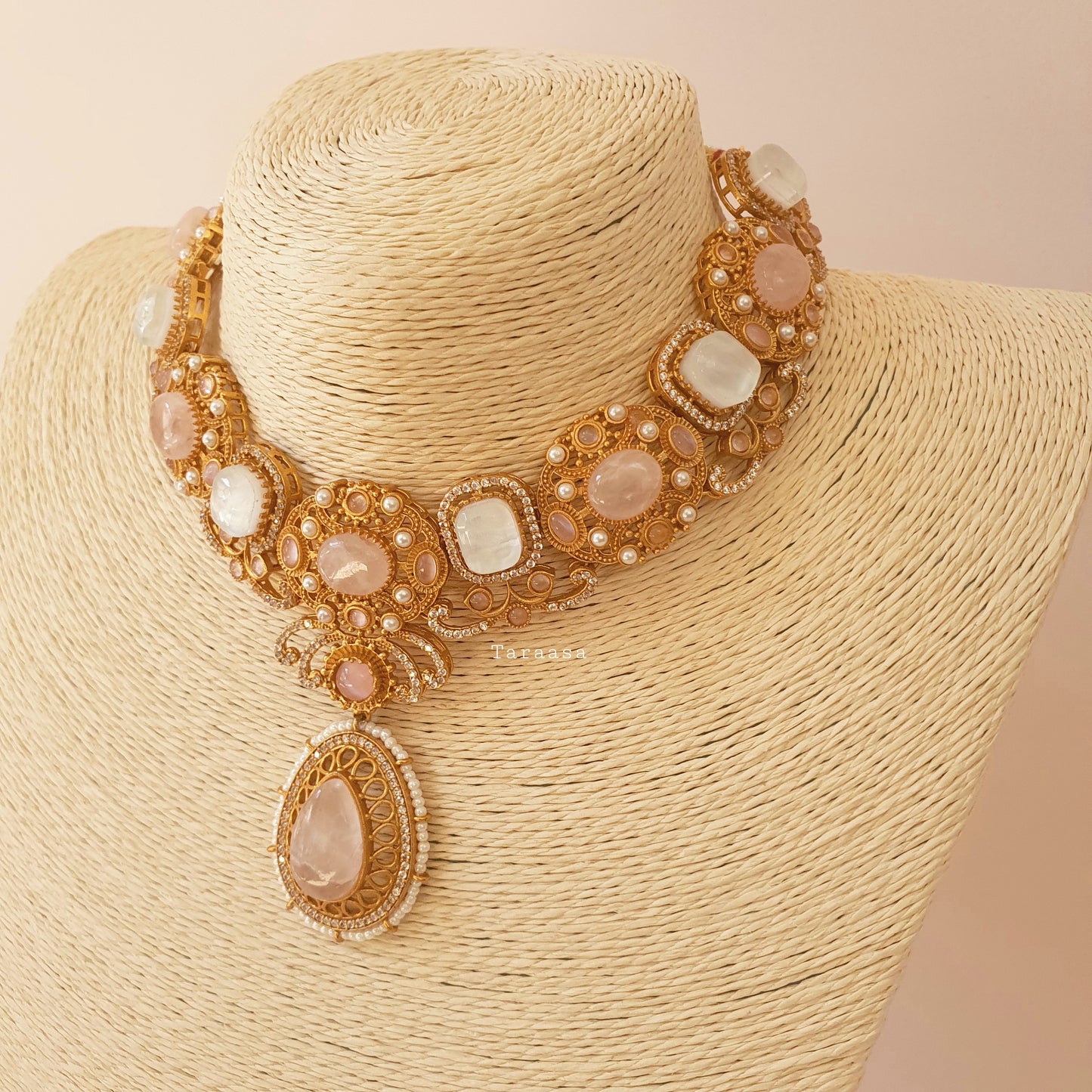 Pink & White Marble Choker