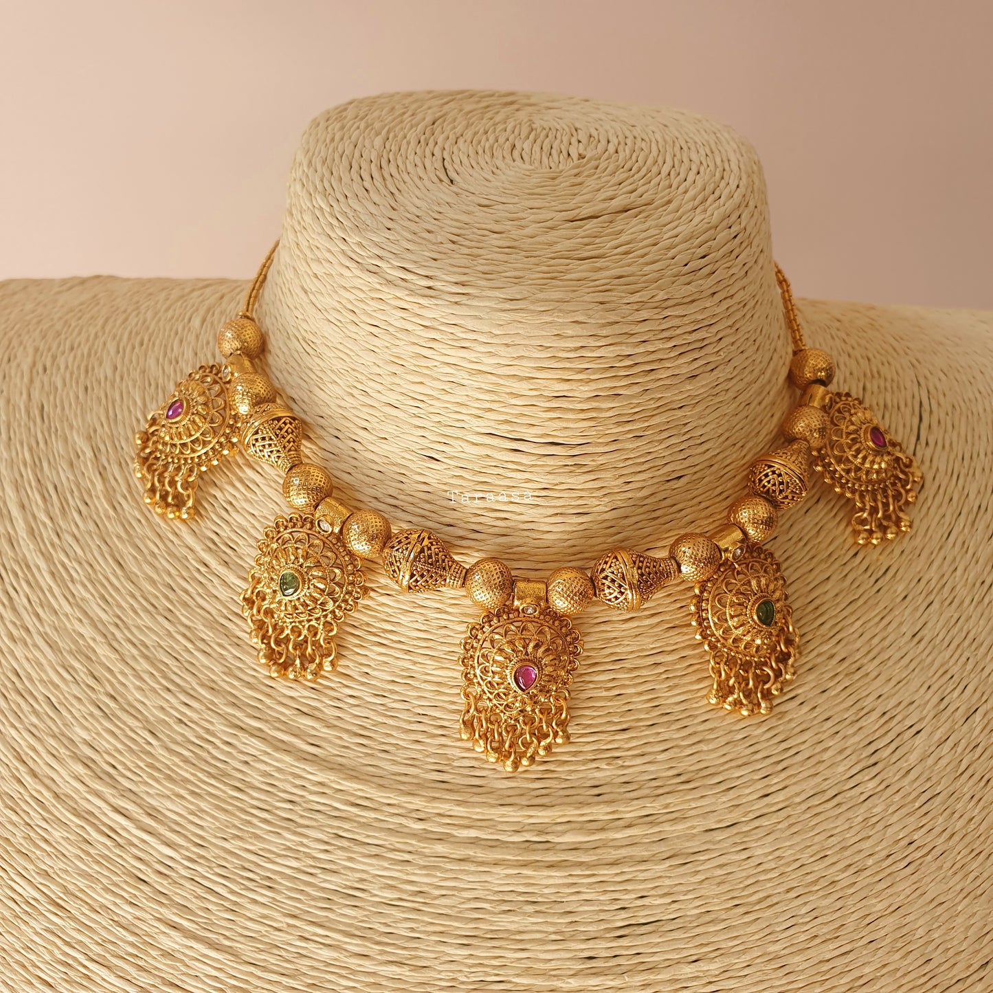 Traditional Emerald & Cerise Nakshi Choker