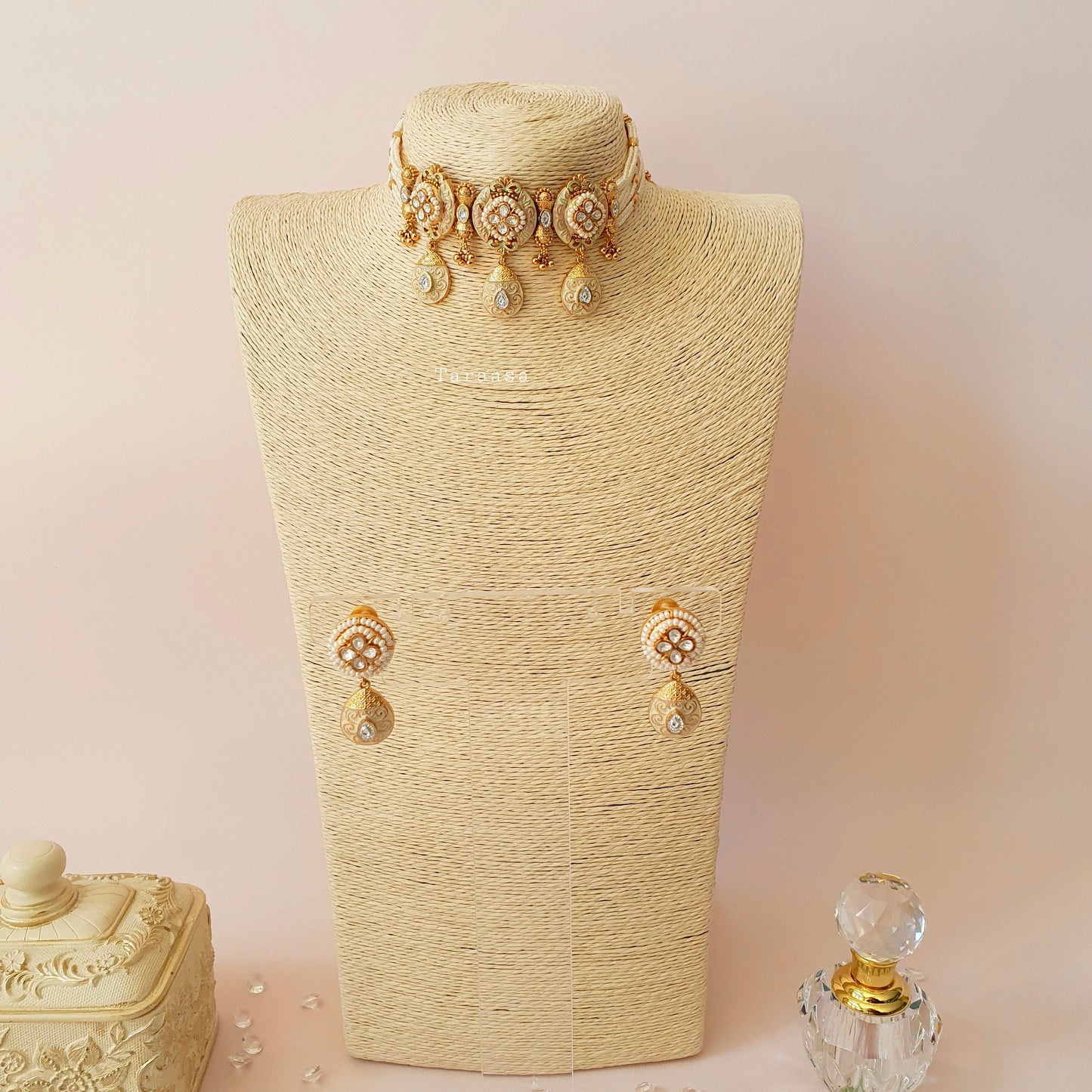 White Meenakari Choker