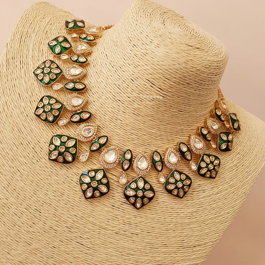 Emerald Meenakari & Kundan Necklace