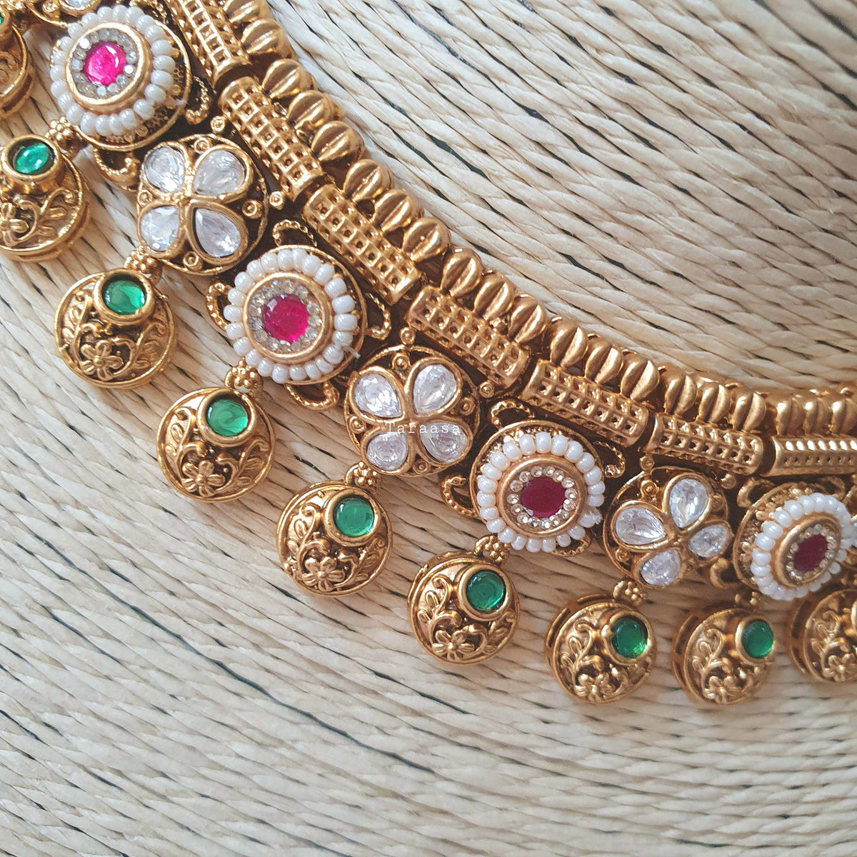 Heritage Kundan Choker - Emerald & Pink