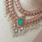 Pink & Green Layered Necklace Set