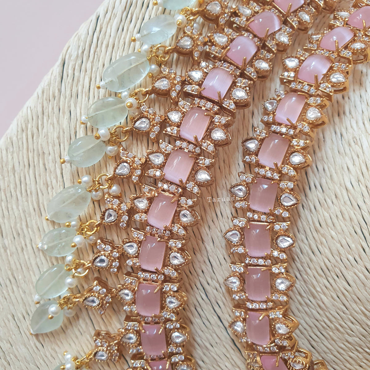 Pink & Green Layered Necklace Set