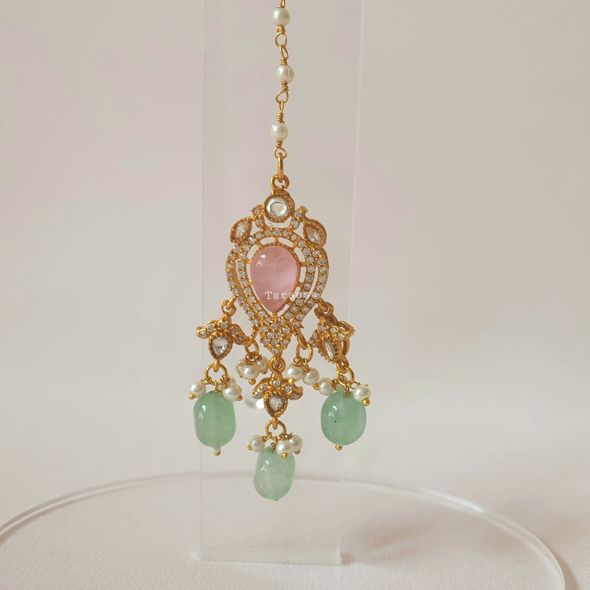 Pink & Green Layered Necklace Set