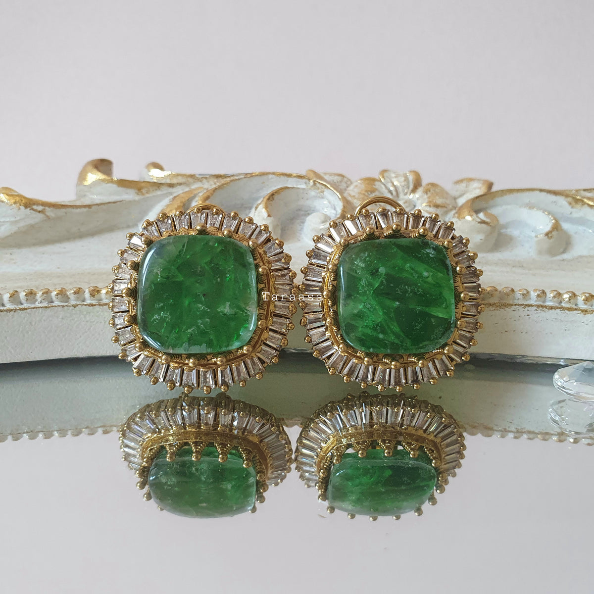 Green Square Studs