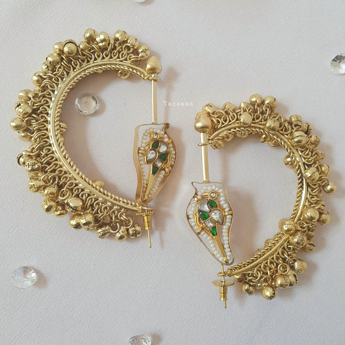 Kundan Parrot Earcuff Green