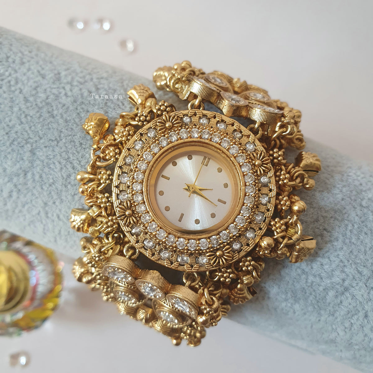 Pearl Lotus Kundan Ghungroo Watch