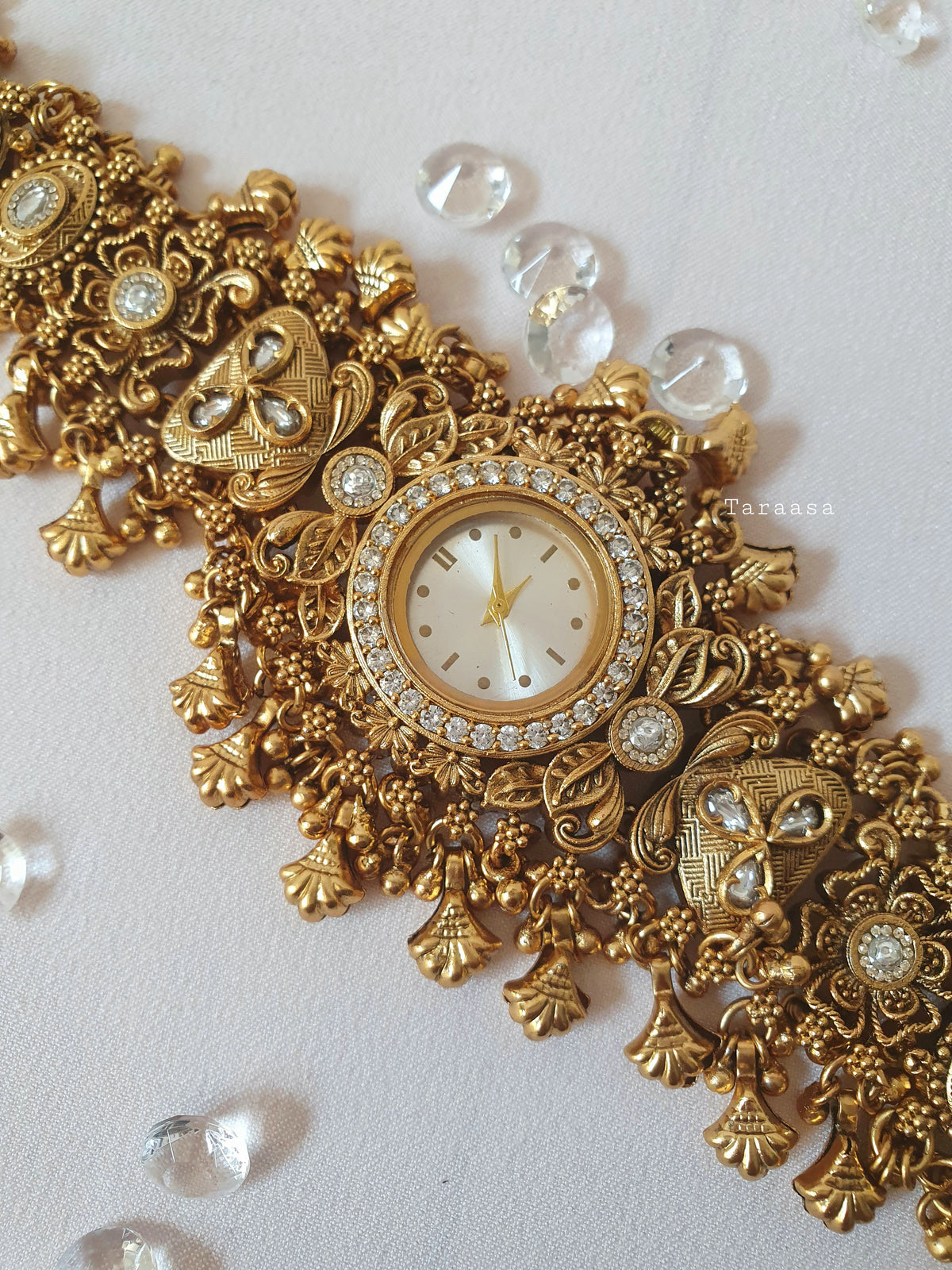Floral Kundan Ghungroo Watch