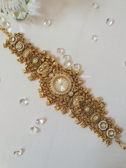 Floral Kundan Ghungroo Watch