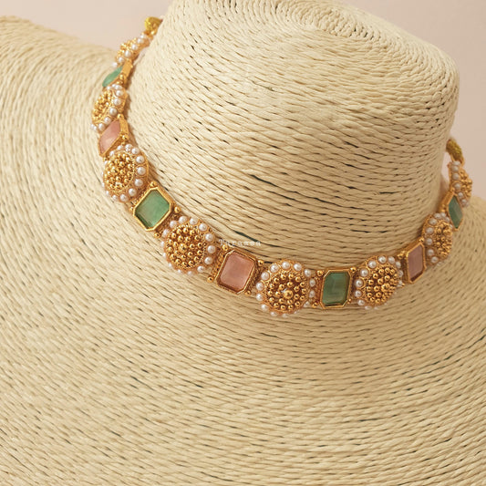 Traditional Choker Set Pink & Green