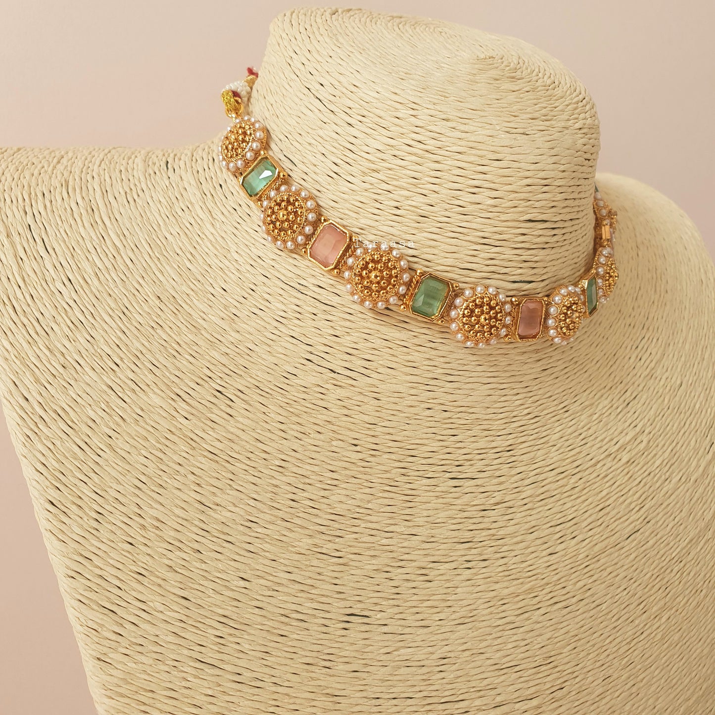 Traditional Choker Set Pink & Green