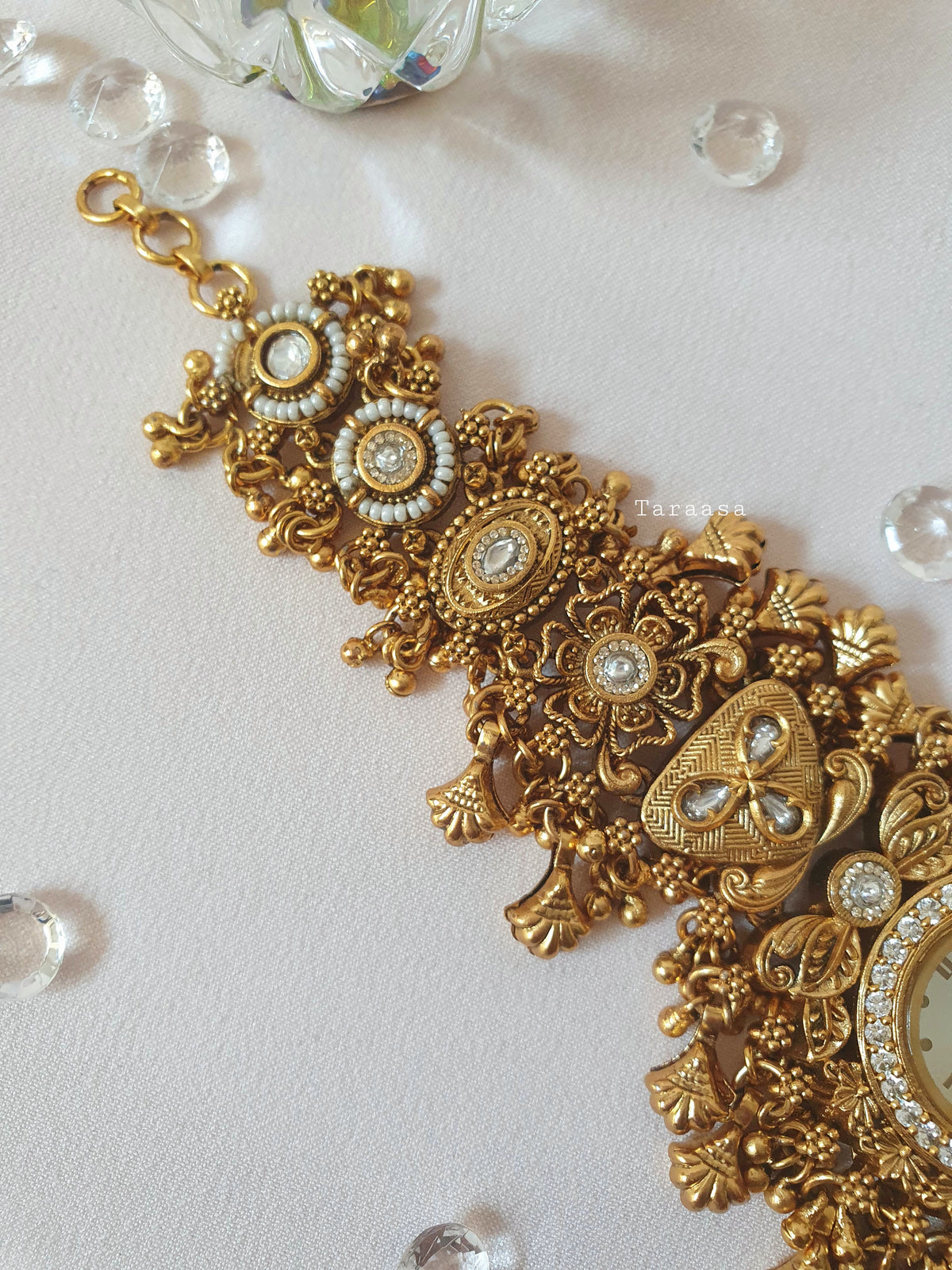 Floral Kundan Ghungroo Watch