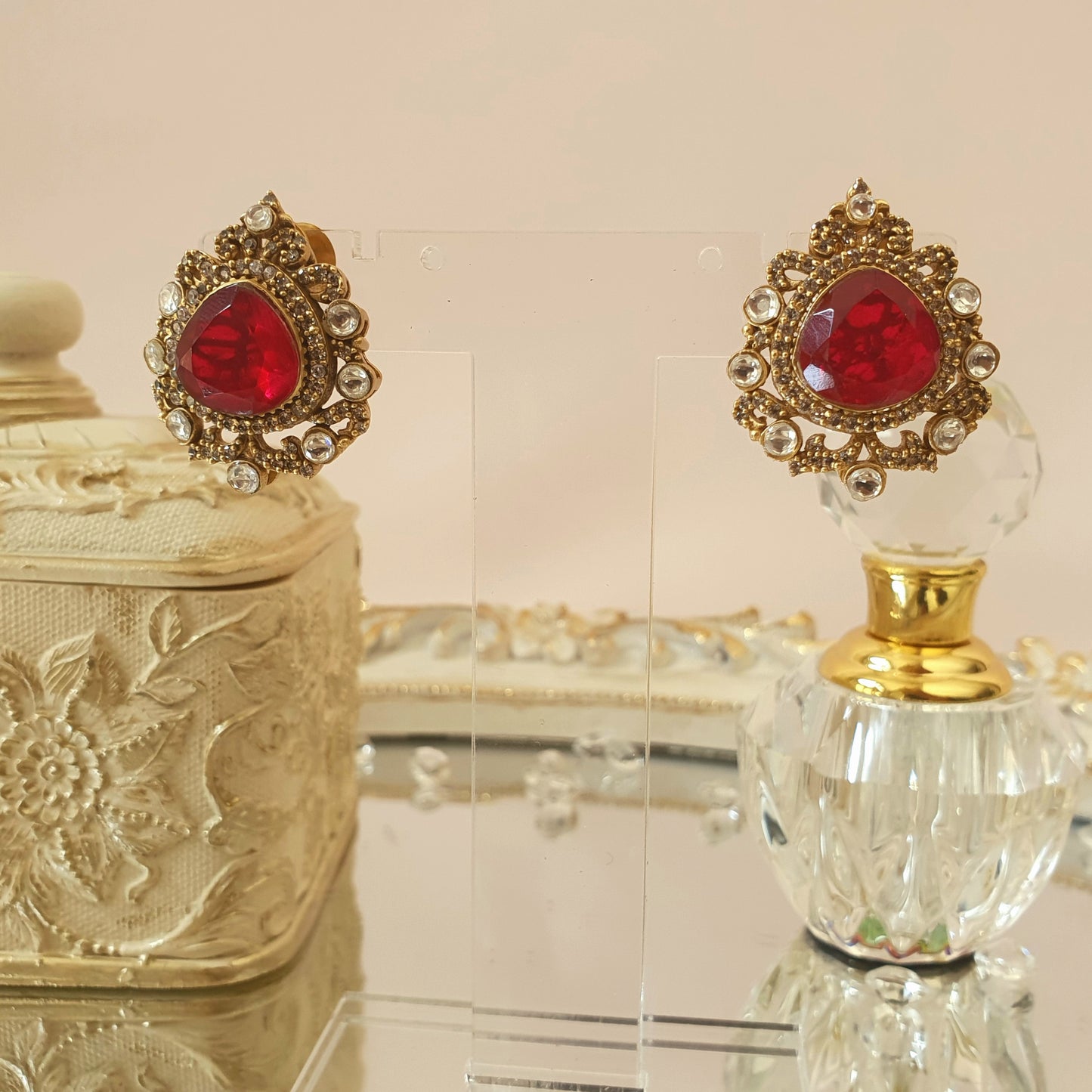Ruby Kundan Studs