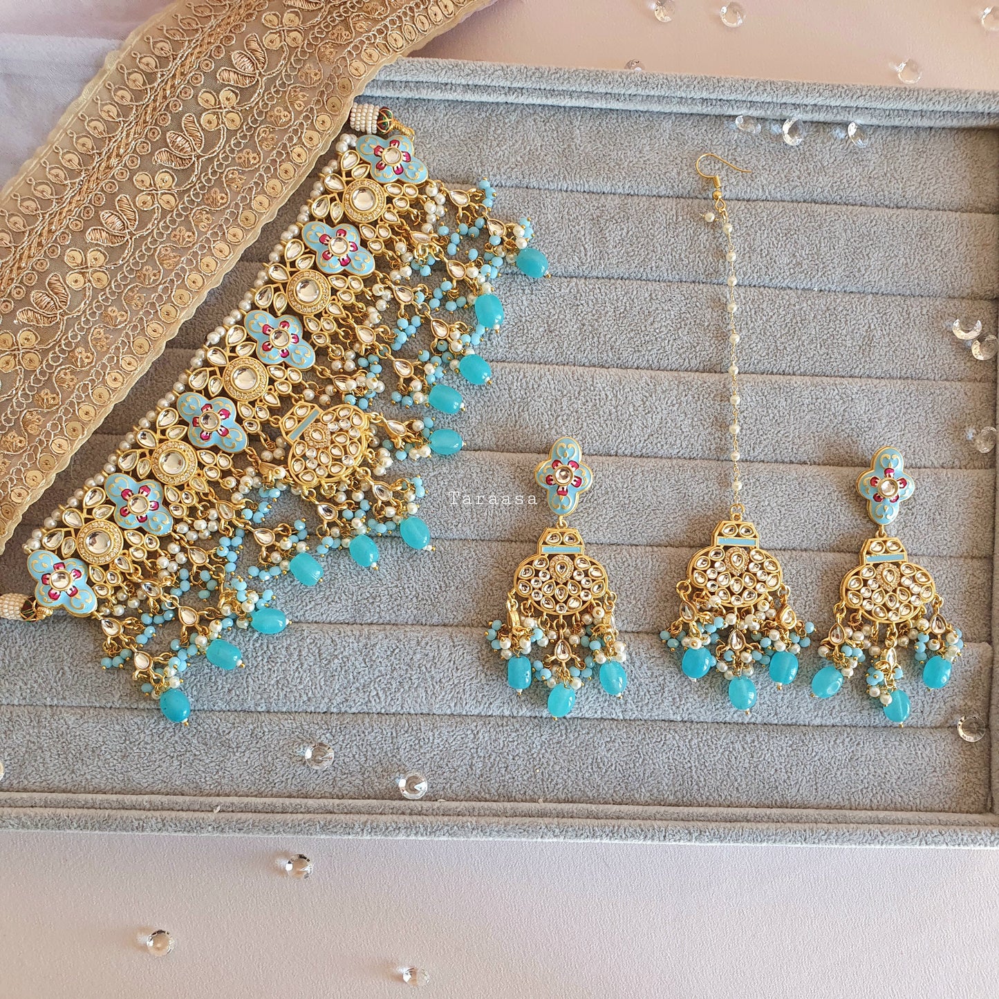 Blue Meenakari and Kundan Choker