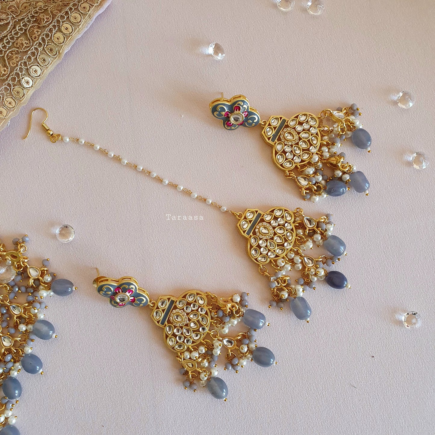 Grey Meenakari and Kundan Choker