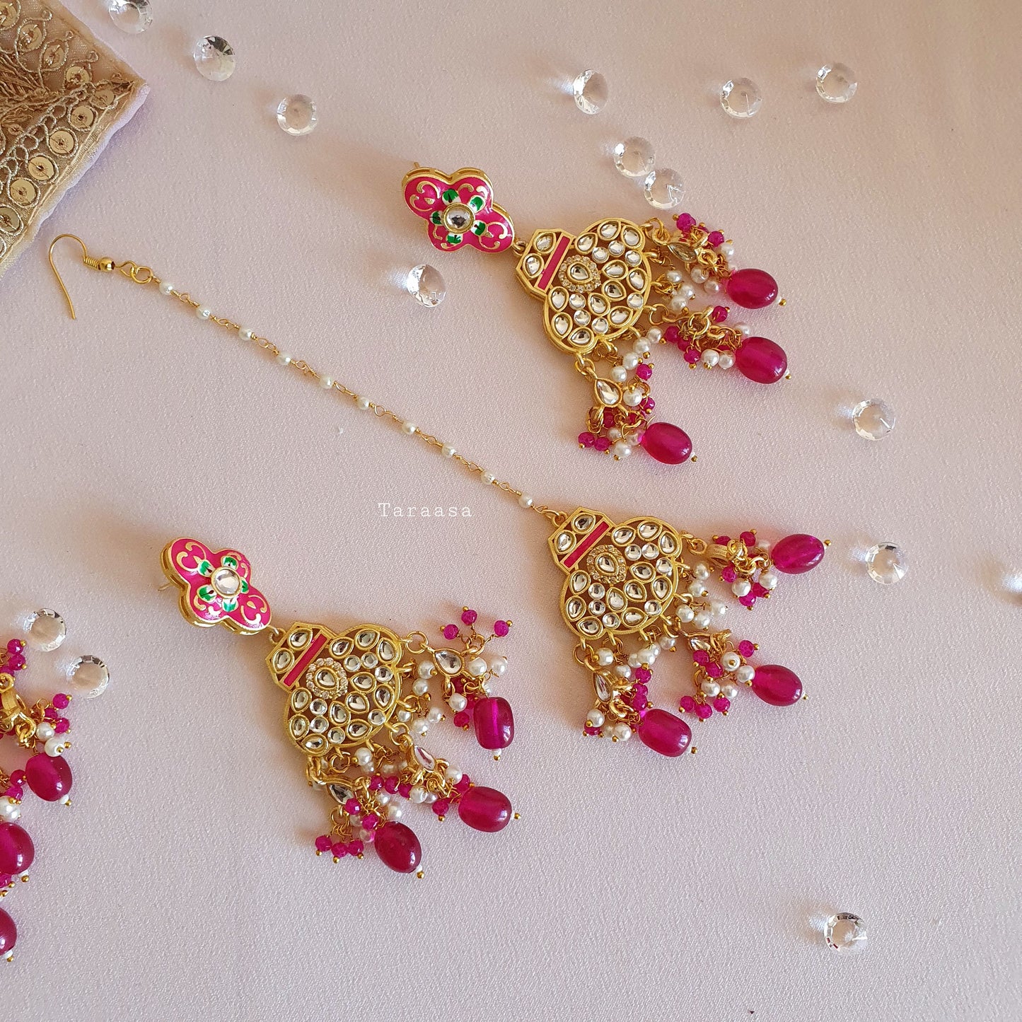 Cerise Meenakari and Kundan Choker