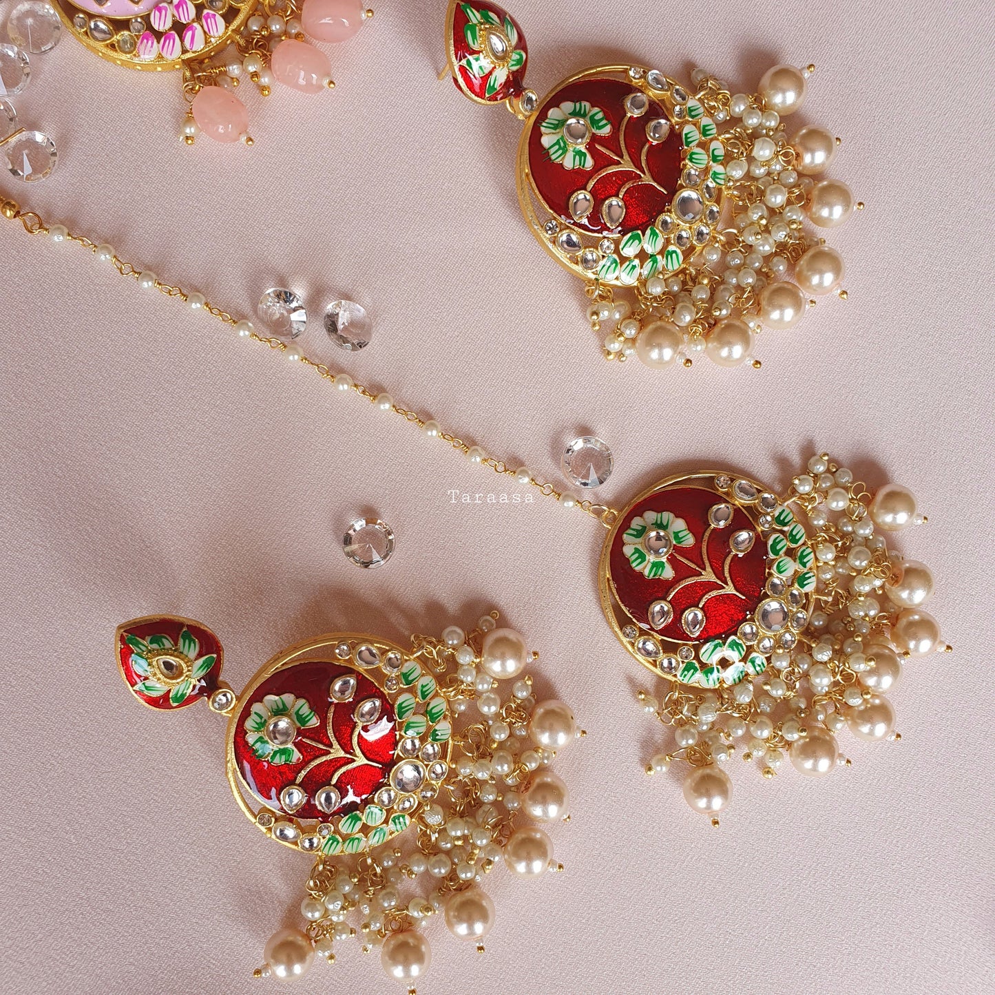 Red Meenakari Set