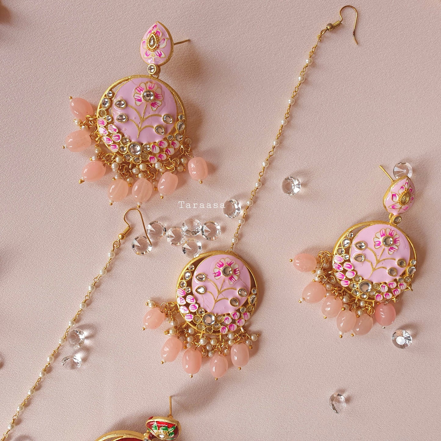 Pink Meenakari Set