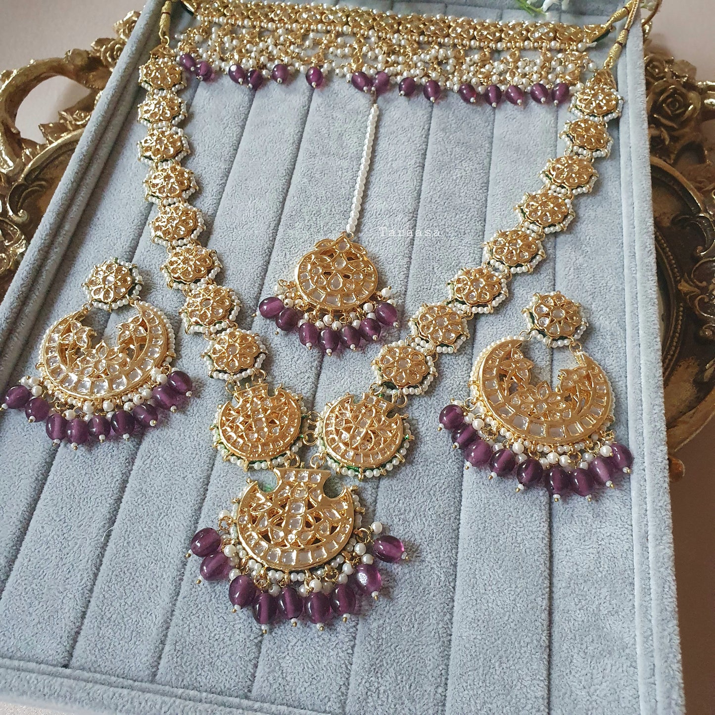 Purple Kundan Bridal Set