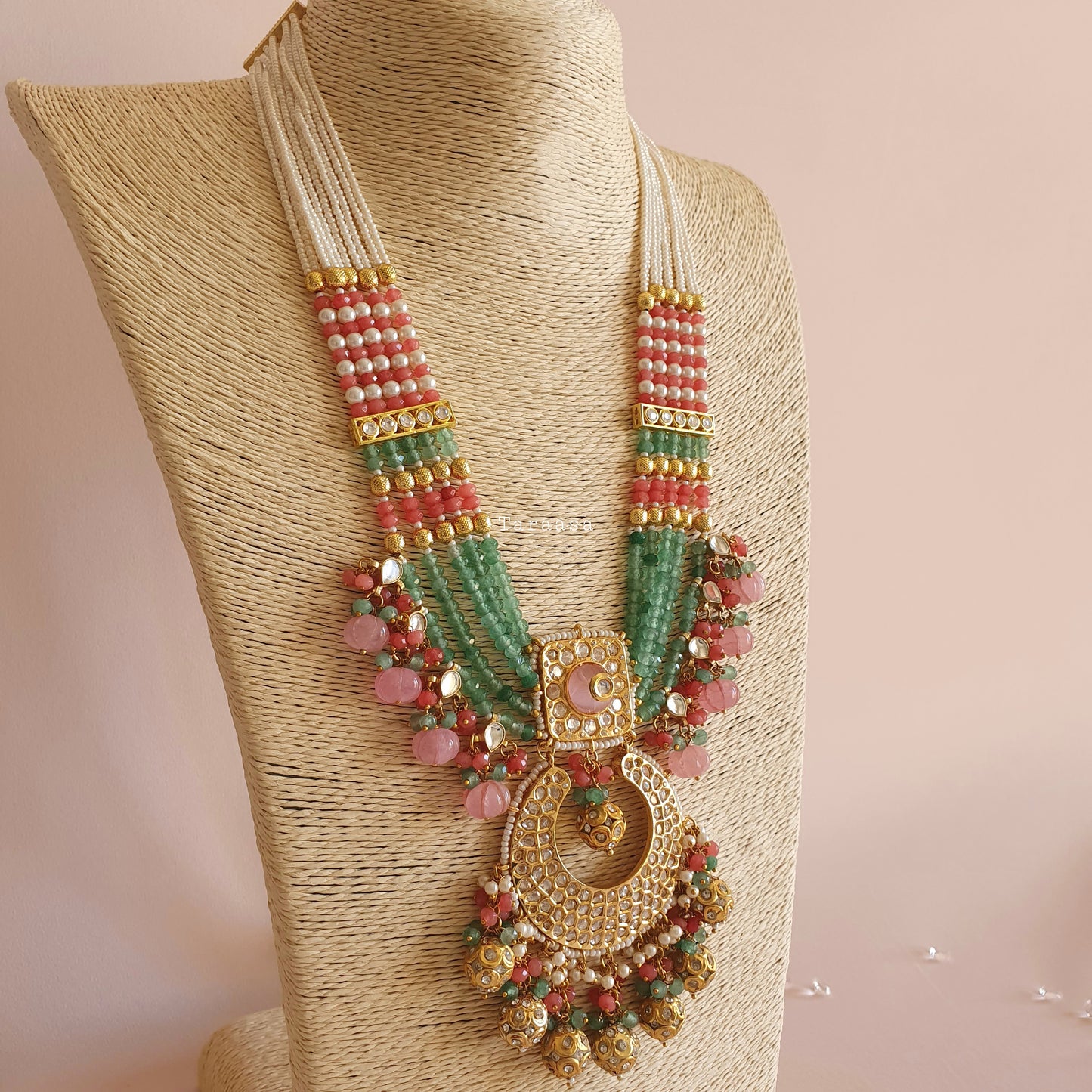 Pink And Green Kundan Haar