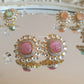 Pink Kundan Studs