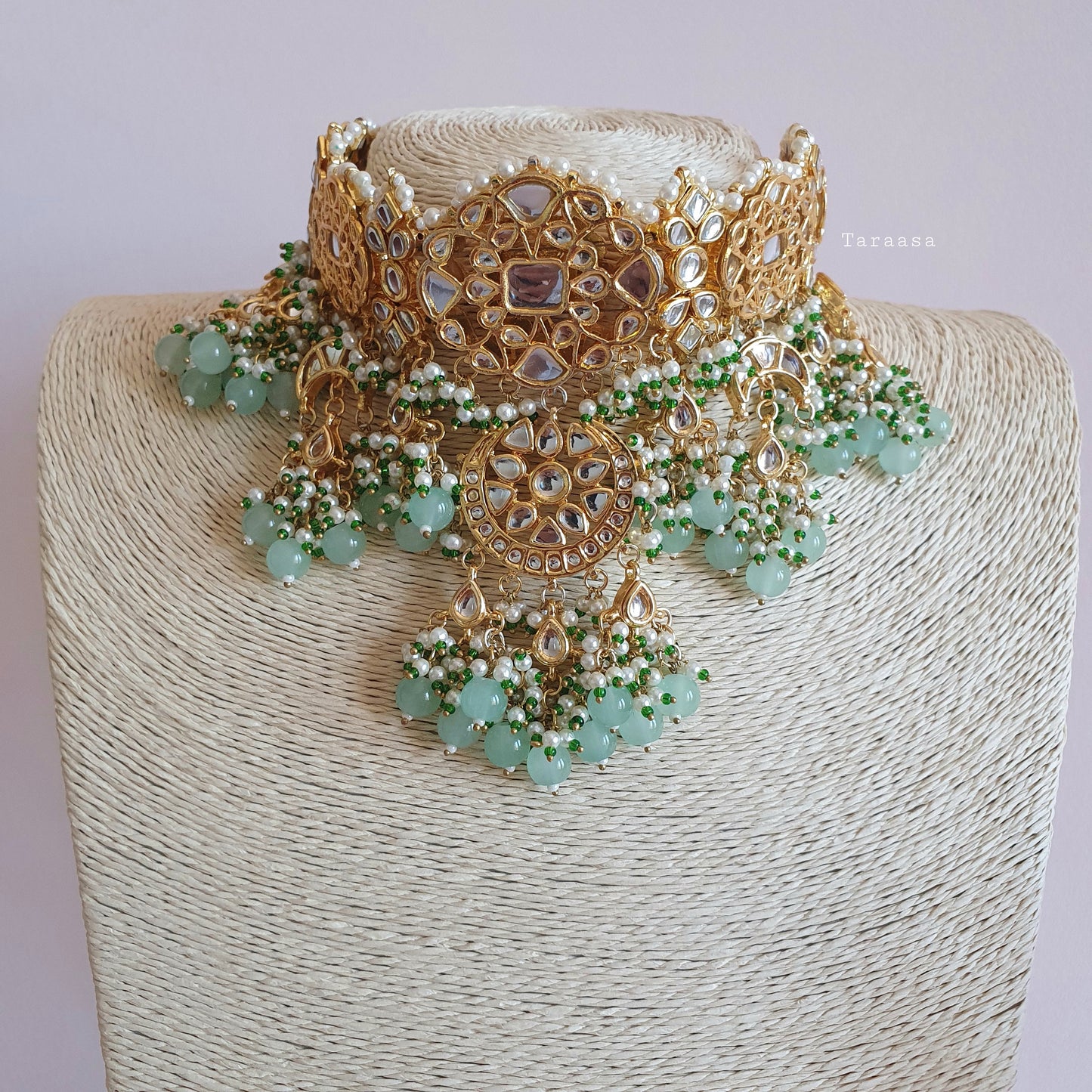 Pistachio Mint Pachi Kundan Choker