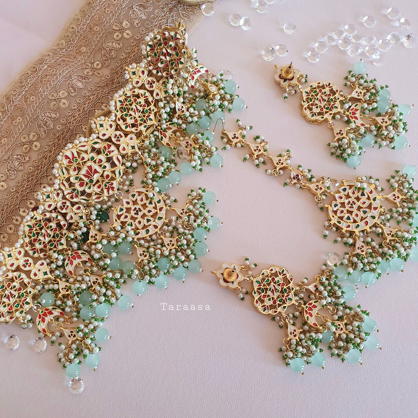 Pistachio Mint Pachi Kundan Choker