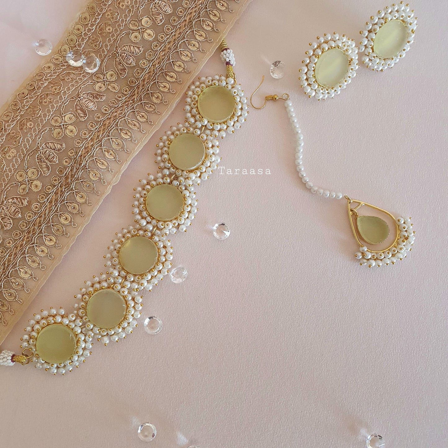 Prehnite Crystal Quartz Choker Set