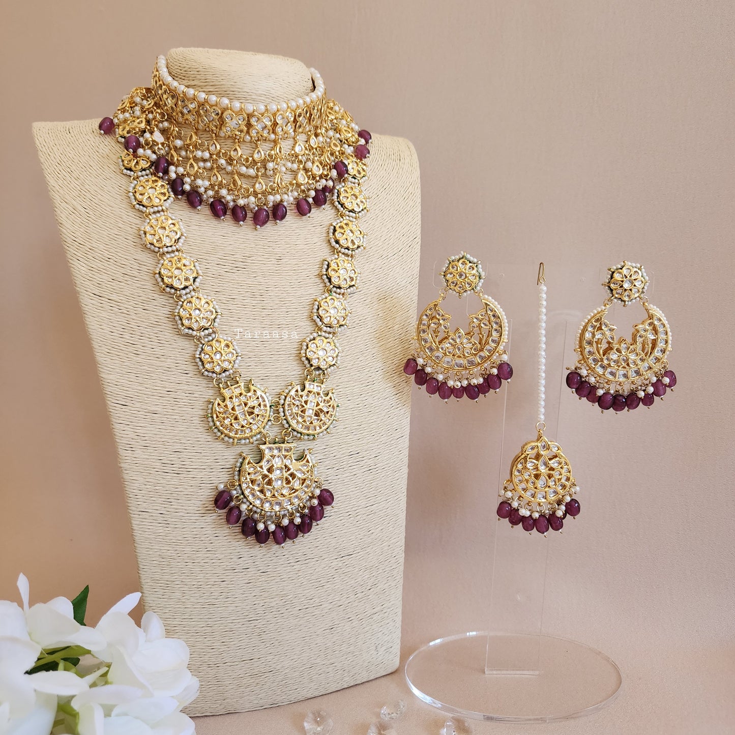 Purple Kundan Bridal Set