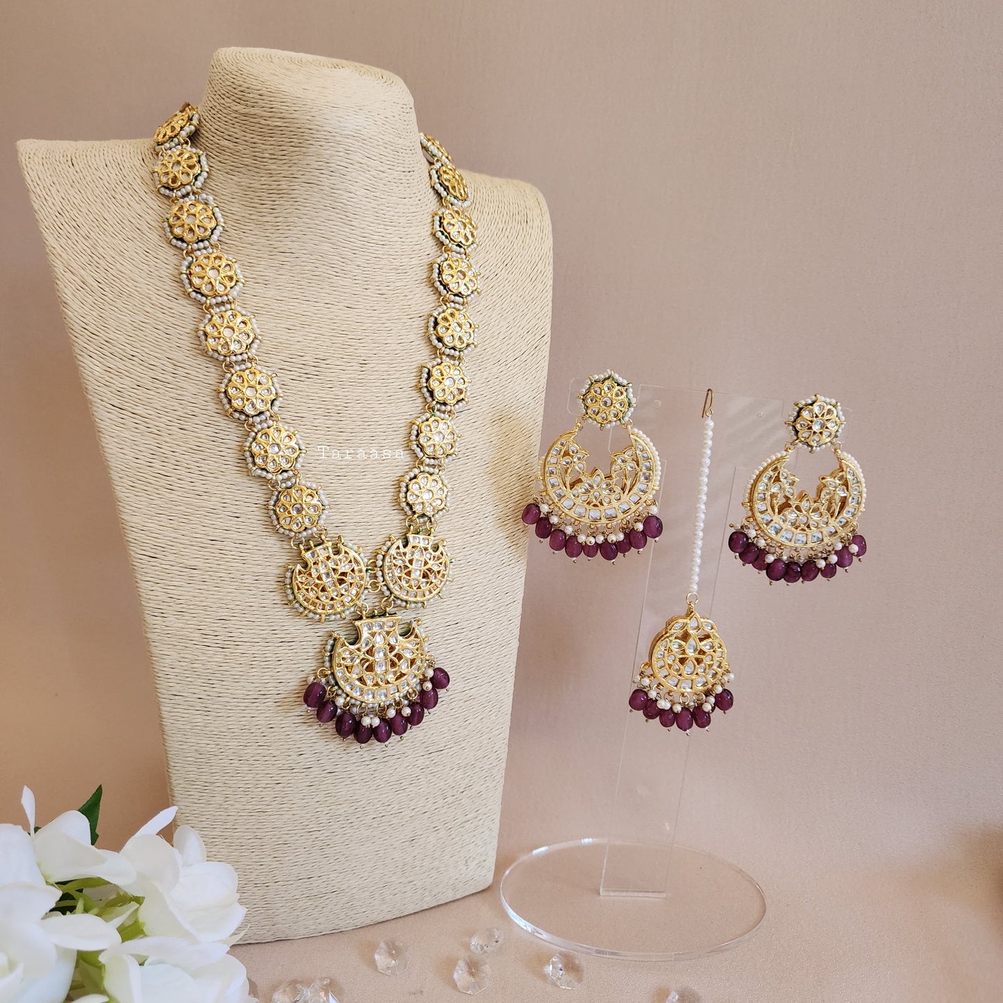 Purple Kundan Bridal Set