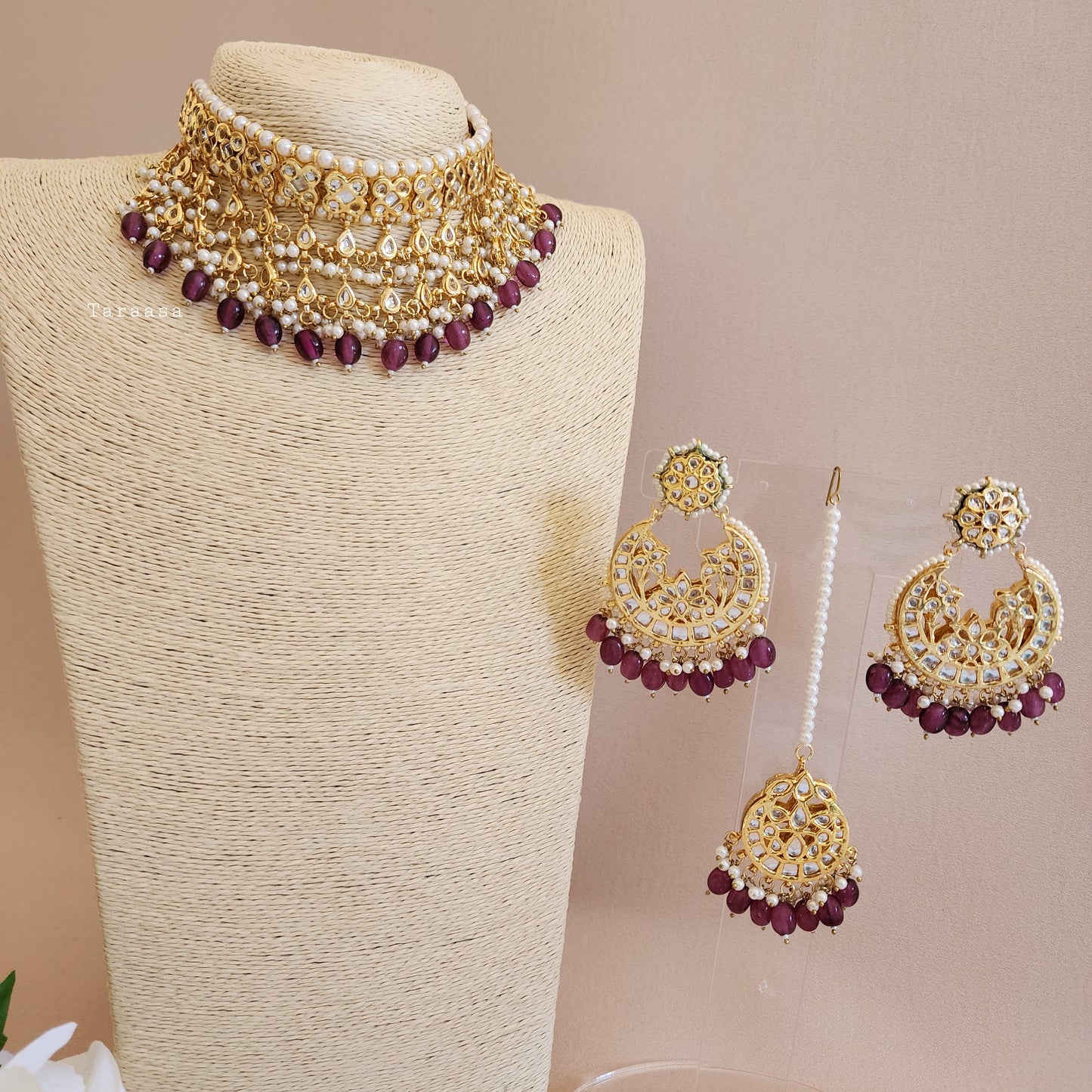 Purple Kundan Bridal Set