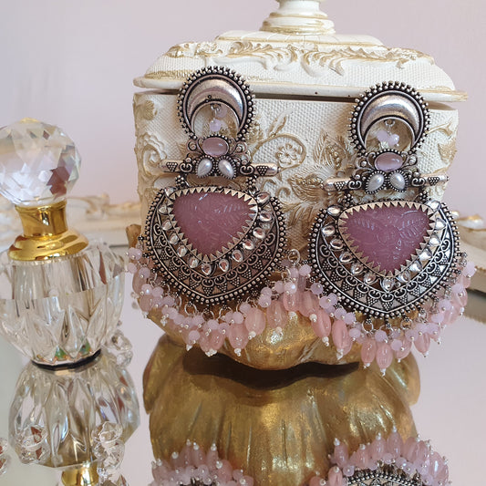 Pink Oxidized Earrings